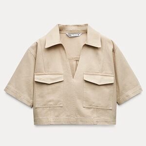 Zara Cropped Denim Shirt